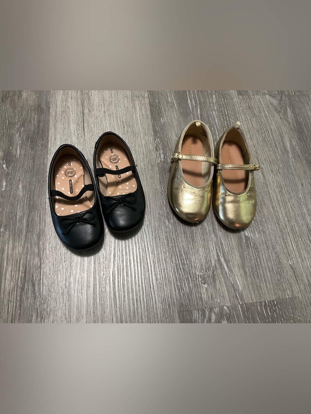 Lot 2 black wonder nation and gold old navy pair toddler 8 girls shoes